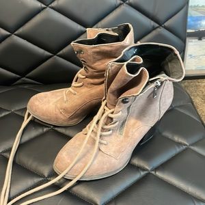 8.5 suede booties beige